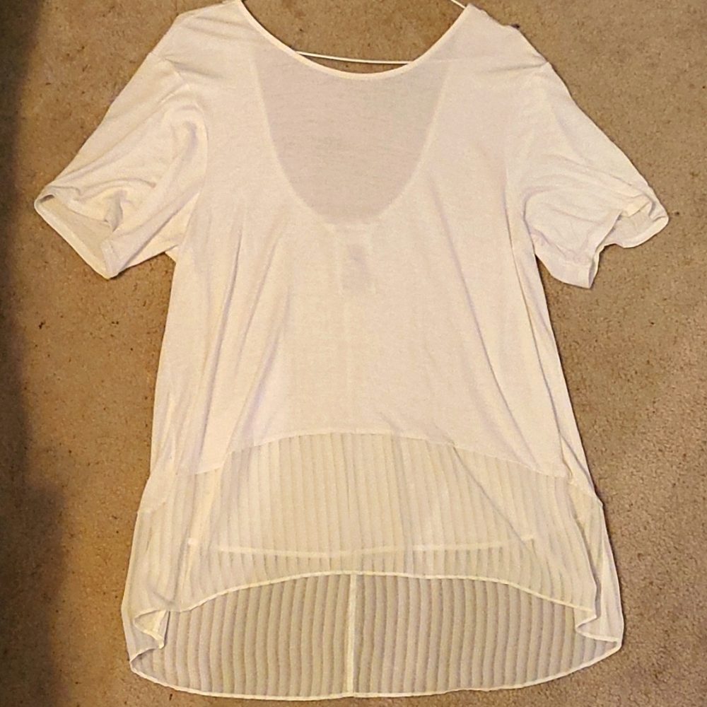 Very soft BCBG top with chiffon trim